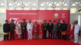 peringatan HUT RI Ke-79 Tahun 2024, di Meuligoe Gubernur Aceh, oleh unsur Forkopimda Aceh.
