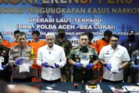 Mayor Jenderal TNI Niko Fahrizal, M.Tr. (Han), menghadiri konferensi pers yang digelar oleh Badan Narkotika Nasional Provinsi (BNNP) Aceh Selasa (17/09/24).