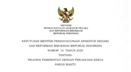 Tangkapan layar KepmenPANRB Nomor 16 Tahun 2025 tentang PPPK Paruh Waktu .(TLI)