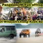Mayor Jenderal TNI Niko Fahrizal, M.Tr. (Han) bersama Ketua Persit Kartika Chandra Kirana Daerah Iskandar Muda, Ny. Eva Niko Fahrizal, mengikuti kegiatan Sanggamara Fun Off-road yang berlangsung di wilayah belantara Kecamatan Lhoong, Kabupaten Aceh Besar, Minggu (23/2/2025).