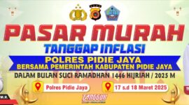 Polres Pidie Jaya bersama Pemerintah Kabupaten (Pemkab) Pidie Jaya akan menggelar Pasar Murah pada 17-18 Maret 2025. Acara ini akan berlangsung di halaman Polres Pidie Jaya mulai pukul 09.00 WIB hingga selesai.