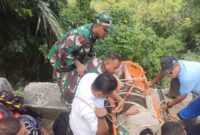 Petugas Gabungan Sedang mengevakuasi korban kecelakaan lalu lintas (laka lantas) tunggal  di Tanjakan Cot Murong, Kecamatan Suka Makmue, Kota Sabang, Rabu, (2 -4- 2025.)foto.Ist.