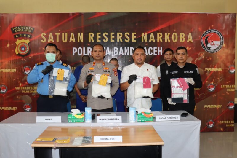 Dalam Lima Hari, Polresta Banda Aceh dan Avsec Gagalkan Penyelundupan 5 Kg Sabu di Bandara SIM