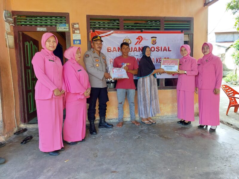 Polsek Samadua Salurkan Bantuan Sosial Sambut HUT Bhayangkara ke-79