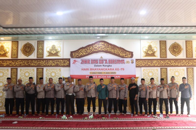 Polres Aceh Selatan Gelar Yasinan, Zikir dan Doa Bersama Sambut Hut Bhayangkara Ke-79
