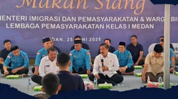 Menteri Imipas Makan Siang Bersama Warga Binaan, Dorong Pembinaan Humanis di Lapas Kelas I Medan