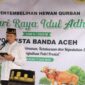 Polresta Banda Aceh menyembelih enam ekor sapi dan dua ekor kambing kurban dalam momen Hari Raya Idul Adha 1446 Hijriah yang dilaksanakan di halaman belakang Polsek Kutaraja, Banda Aceh, Sabtu (7/6/2025) pagi.