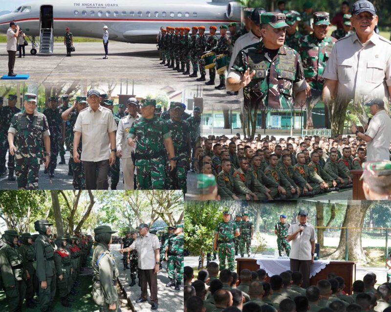  Mayor Jenderal TNI Niko Fahrizal, M.Tr. (Han), bersama Kepala Staf Kodam (Kasdam) IM, Brigadir Jenderal TNI Ayi Supriatna, S.I.P., M.M., serta para Pejabat Utama Kodam IM, menyambut langsung kedatangan Menteri Pertahanan Republik Indonesia (Menhan RI),  Selasa (24/6/2025).