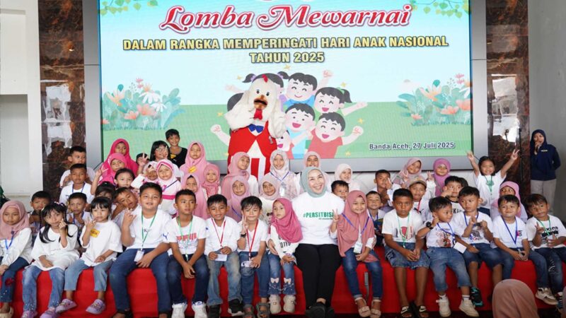  Hari Anak Nasional, Persit Kartika Chandra Kirana Daerah Iskandar Muda menggelar Lomba Mewarnai yang diikuti oleh lebih dari 200 anak dari jenjang Taman Kanak-Kanak (TK) dan Sekolah Dasar (SD). Para peserta merupakan anak-anak dari prajurit TNI yang bertugas di satuan jajaran Kodam Iskandar Muda,Minggu (27/7/2025).