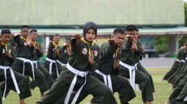 Sebanyak 274 prajurit dari berbagai satuan di bawah jajaran Komando Daerah Militer Iskandar Muda   latihan intensif Pencak Silat Militer  