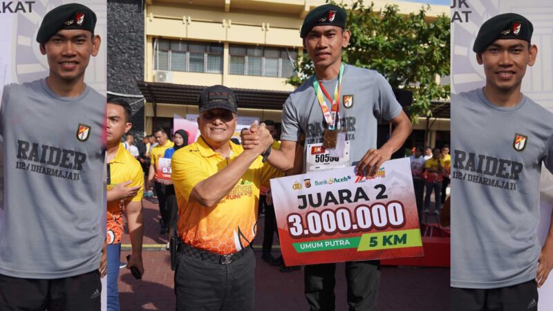 Pratu Chandra Deni mendapatkan prestasi dengan memenangkan pertandingan juara II umum putra kategori 5 K dan mengharumkan nama Batalyon Infanteri 112/Dharma Jaya .Minggu (27/07/2025).