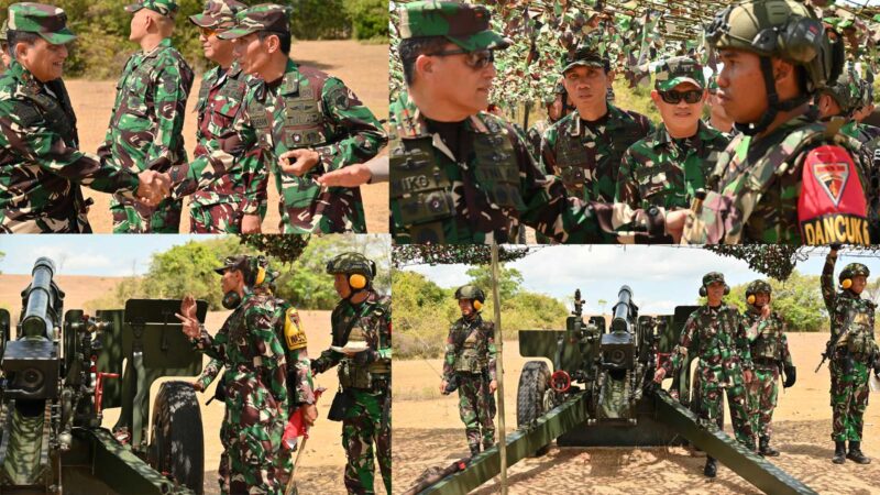  Mayjen TNI Niko Fahrizal, M.Tr.(Han)., dalam peninjauan langsung kegiatan Latihan Menembak Senjata Berat Teknis (Latbakjatratnis) yang digelar Batalyon Artileri Medan (Yonarmed) 17/Rencong Cakti, Baterai Tempur B, di Desa Cot Leupeu, Kecamatan Muara Tiga, Kabupaten Pidie, Rabu (30/7/2025).