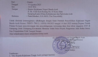 Surat perintah Penyelidikan Kejaksaan.(Foto:Dok)