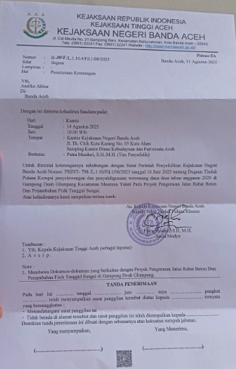 Surat perintah Penyelidikan Kejaksaan.(Foto:Dok)