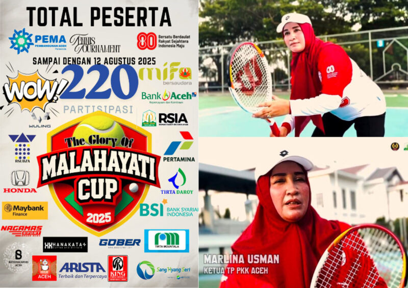 228 Petenis Ramaikan The Glory of Malahayati Cup 2025 di Banda Aceh.(Foto:Dok)