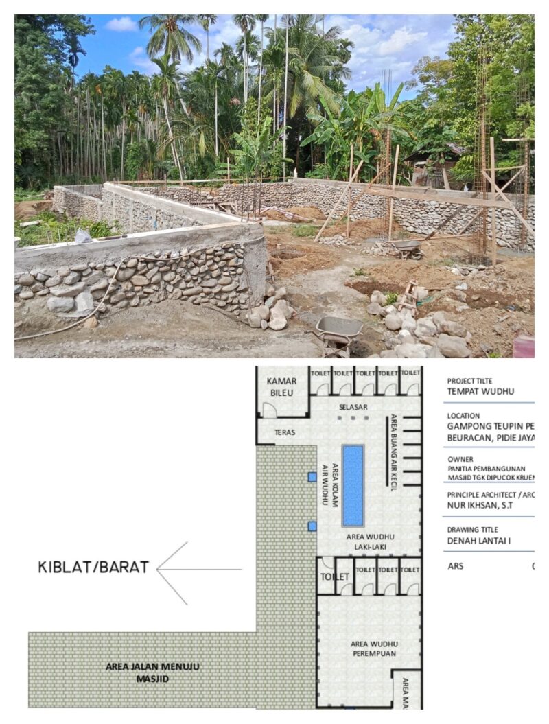 Gambar Rencana Tempat Wudhuk Mesjid Tgk Di Pucok Krueng Beuracan. Foto.Tlii