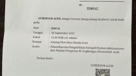 Muallem Sore Ini Akan Melantik Sejumlah Pejabat Dilingkup Pemerintah Aceh