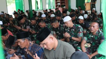 Prajurit Yonif TP 855/RD Gelar Yasinan dan Do’a Bersama Dalam Rangka Peringati HUT TNI ke-80