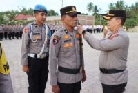 Kapolres Pidie Jaya AKBP Ahmad Faisal Pasaribu, S.H., S.I.K., M.H., memimpin apel pengukuhan jabatan Pamapta SPKT Polres Pidie Jaya di Lapangan Mapolres, Senin (27/10/2025)foto.Ist
