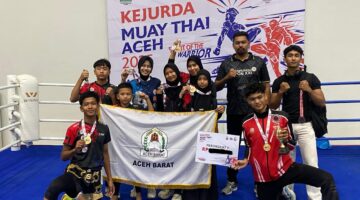 Muaythai Aceh Barat Raih Juara Umum III di Kejurda Aceh 2025