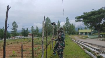 Yonif TP 855/RD terus tingkatkan dan perkuat Ketahanan Pangan dengan Pembangunan Fasilitas Ternak dan Pertanian di satuan