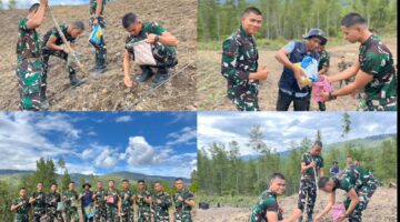 Prajurit Yonif TP 855/RD Laksanakan Penanaman Padi di Desa Pangur, Wujud Nyata Dukungan Program Ketahanan Pangan Nasional