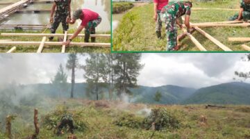 Dari Lahan Kering ke Perairan Alami: Yonif TP 855/RD Bangun Kemandirian Pangan Nasional Melalui Pembukaan lahan Pertanian dan Pembuatan Keramba Apung