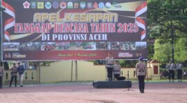 Polda Aceh menggelar Apel Kesiapan Tanggap Darurat Bencana Tahun 2025 di Lapangan Mapolda Aceh, Rabu, 5 November 2025. Apel yang dipimpin oleh Wakapolda Aceh Brigjen Pol. Ari Wahyu Widodo ini juga dilaksanakan secara serentak di seluruh Indonesia