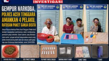 Polres Aceh Tenggara Amankan 4 Pelaku, Ratusan Paket Ganja Disita