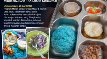 Nasi Biru–Ungu di Program MBG Ulee Jalan Picu Kecemasan, Warga Sorot Dugaan Makanan Minim Gizi dan Tak Layak Konsumsi