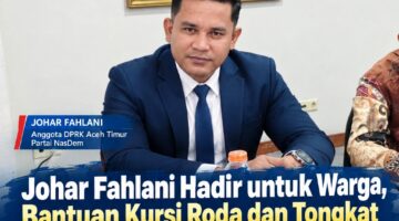 Johar Fahlani Hadir untuk Warga, Bantuan Kursi Roda dan Tongkat Ringankan Beban Lansia Aceh Timur